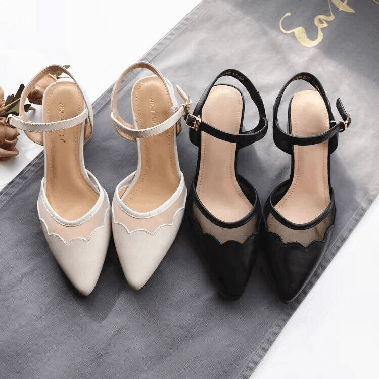 1257新款一字扣半拖女凉鞋软底软面豆豆鞋百搭圆头包趾女拖鞋