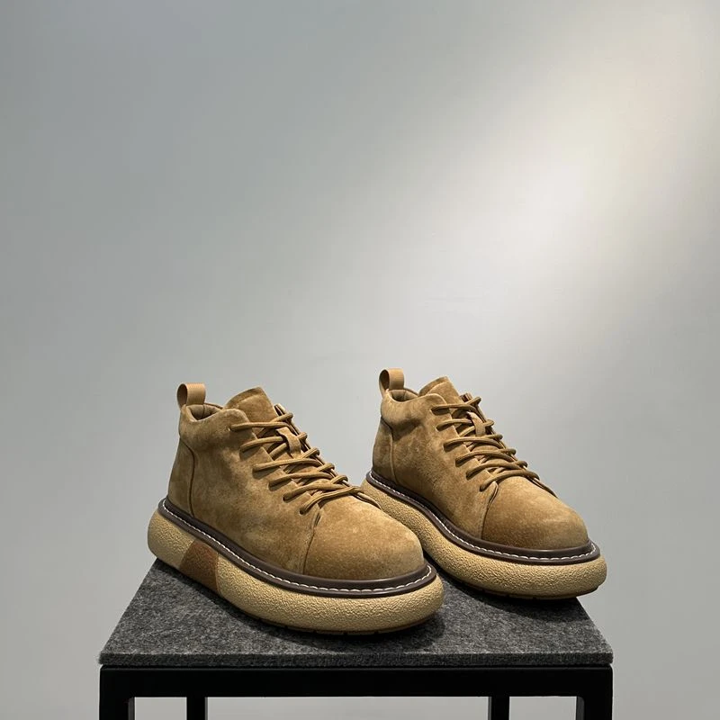 时尚马丁靴男2023新款中帮短靴潮流复古厚底增高靴休闲百搭工装靴