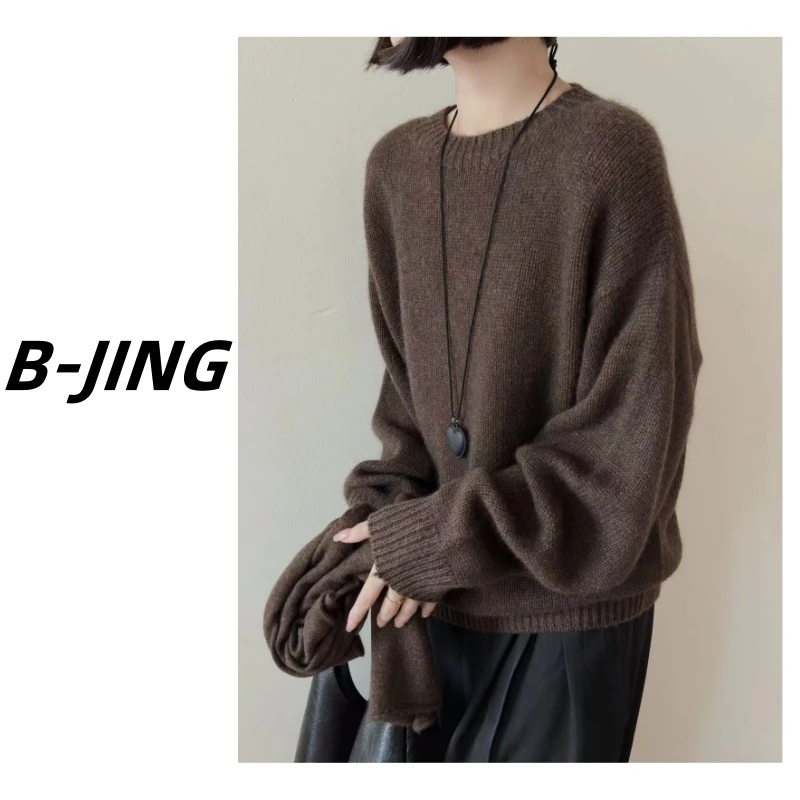 【莎莎家】牦牛绒长袖圆领打底时尚百搭宽松