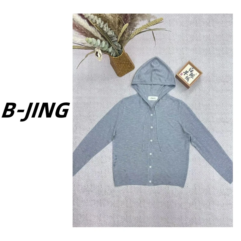 【莎莎家】六色和纸帽衫长袖百搭夏季气质百搭春秋显瘦