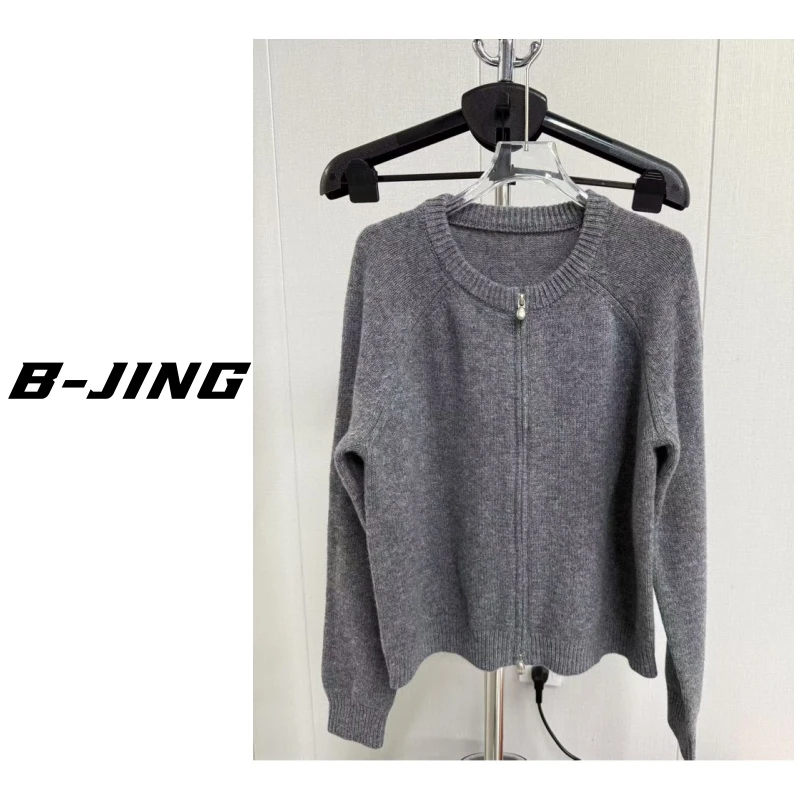 【莎莎家】eg双拉链打底长袖时尚百搭宽松休闲