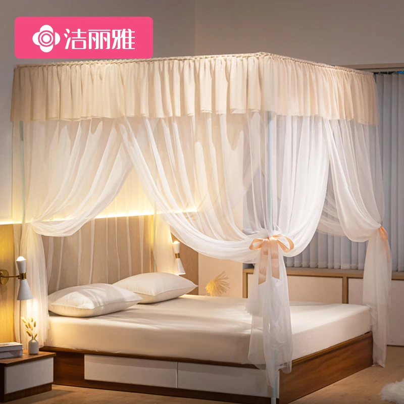 洁丽雅蚊帐家用卧室2025新款免安装落地床帘幔学生宿舍宫廷蚊帐纱