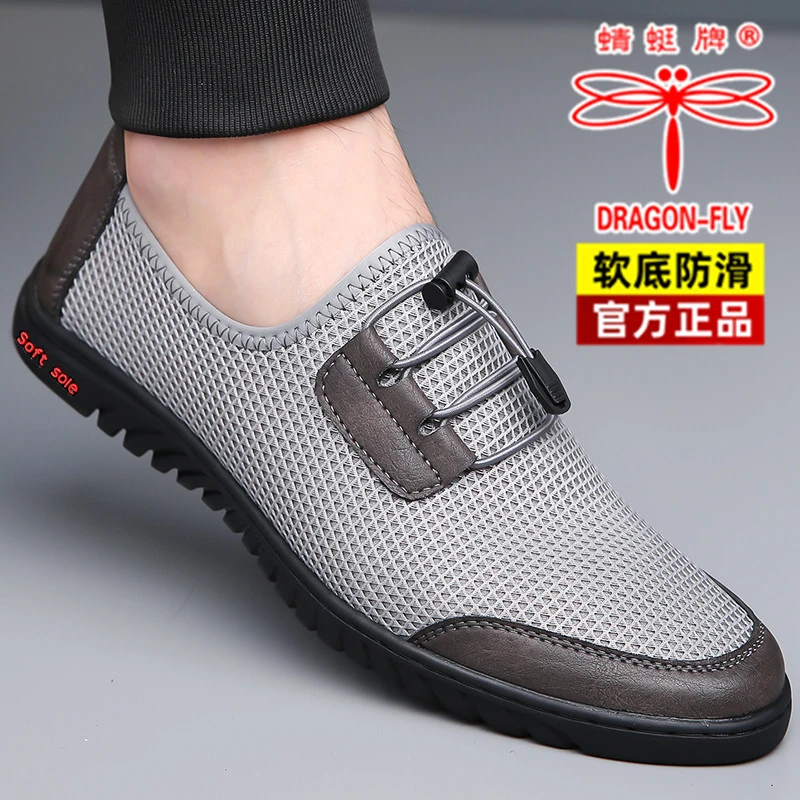 正品蜻蜓男士凉鞋夏季2024新款网面休闲男鞋防臭镂空透气洞洞鞋男