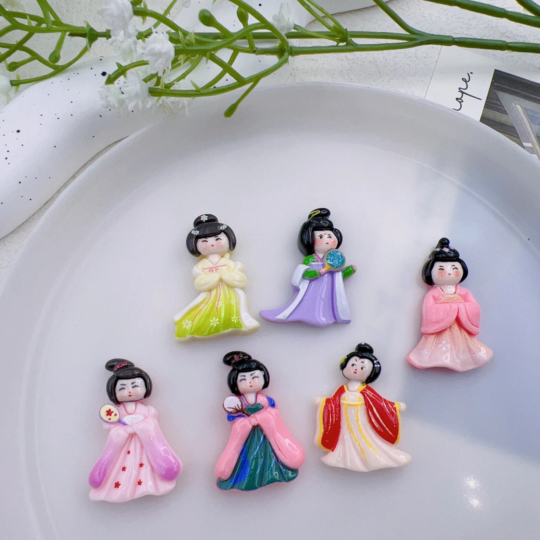 新款卡通国潮唐贵妃美人树脂配件发饰奶油胶diy手工材料