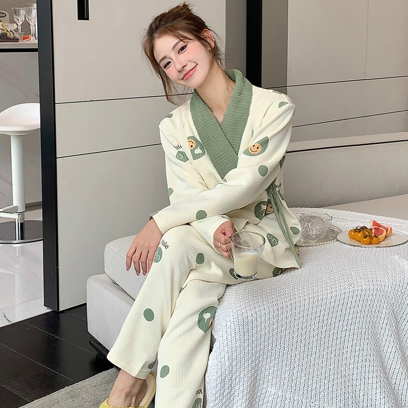 秋冬季空气棉月子服春秋纯棉产后外穿喂奶哺乳孕妇睡衣产妇家居服