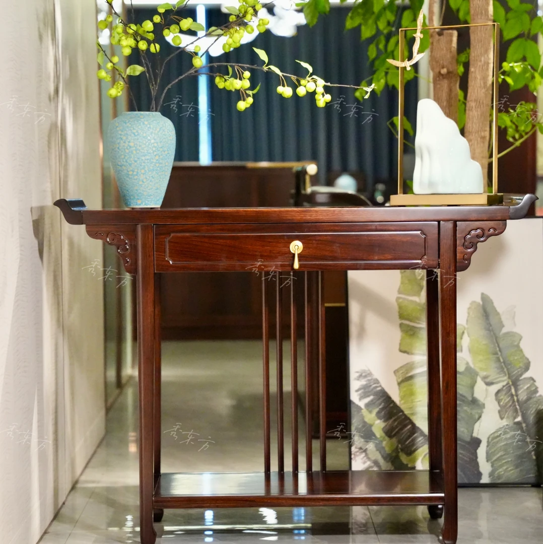 新中式黑檀条案玄关桌客厅门厅柜会所酒店