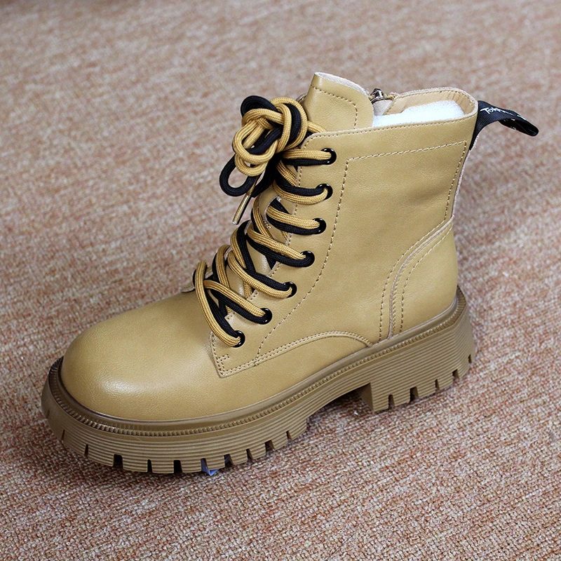 真皮女马丁靴子百搭软底厚底牛皮女鞋秋冬款复古手工女鞋25808