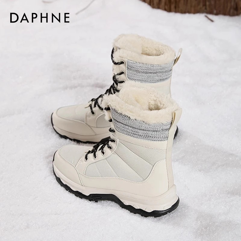 达芙妮厚底雪地靴女款冬季加绒加厚2024新款防滑东北运动马丁棉鞋