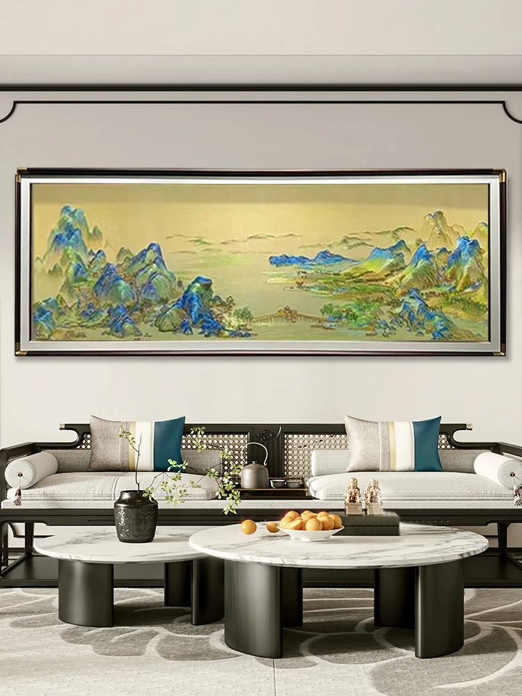 新款织锦绣千里江山图苏绣客厅挂画苏州刺绣沙发背景墙装饰画