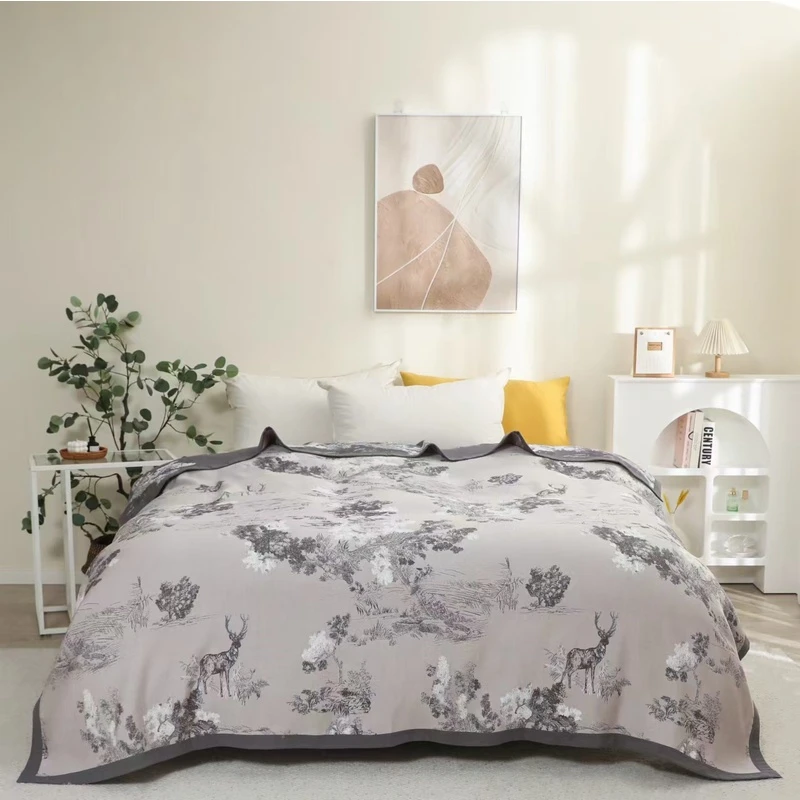 【鹿野-浅咖X】220*240cm轻奢天丝手摘棉软席床盖
