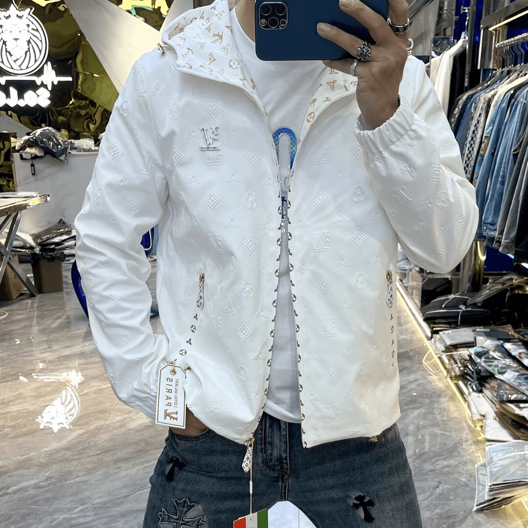 春季新品轻奢男装2024男士连帽夹克时尚舒适百搭潮流帅气修身外套