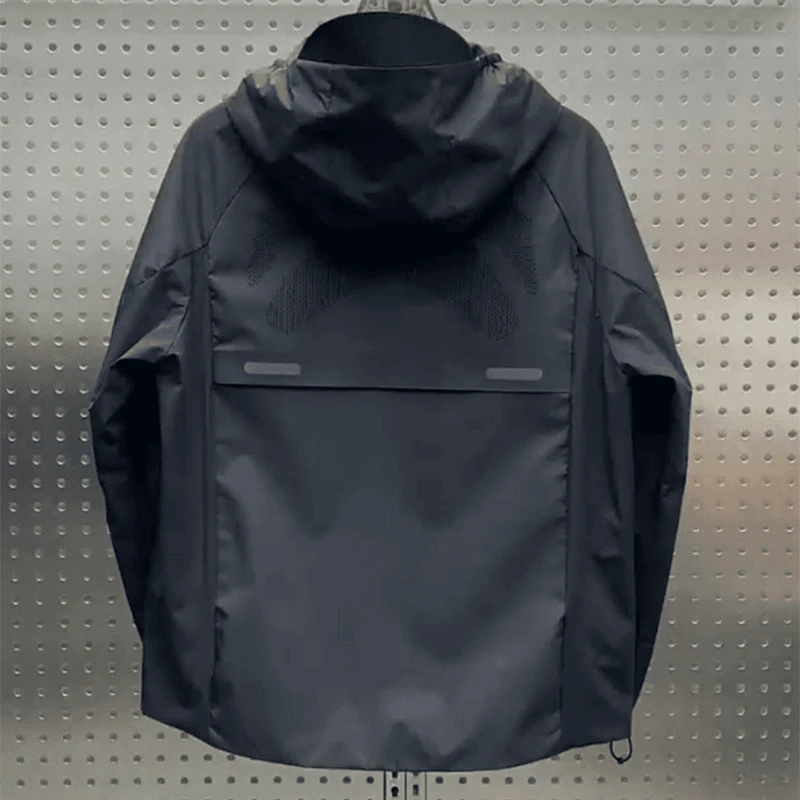 欧洲站春季高端外套男士网红爆款反光条连帽防风时尚潮流夹克上衣