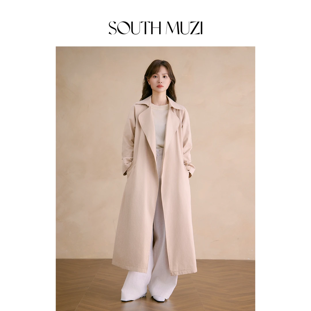 【衣风尔雅】秋冬纯色风衣气质时尚休闲百搭女士宽松长款秋冬QDM31