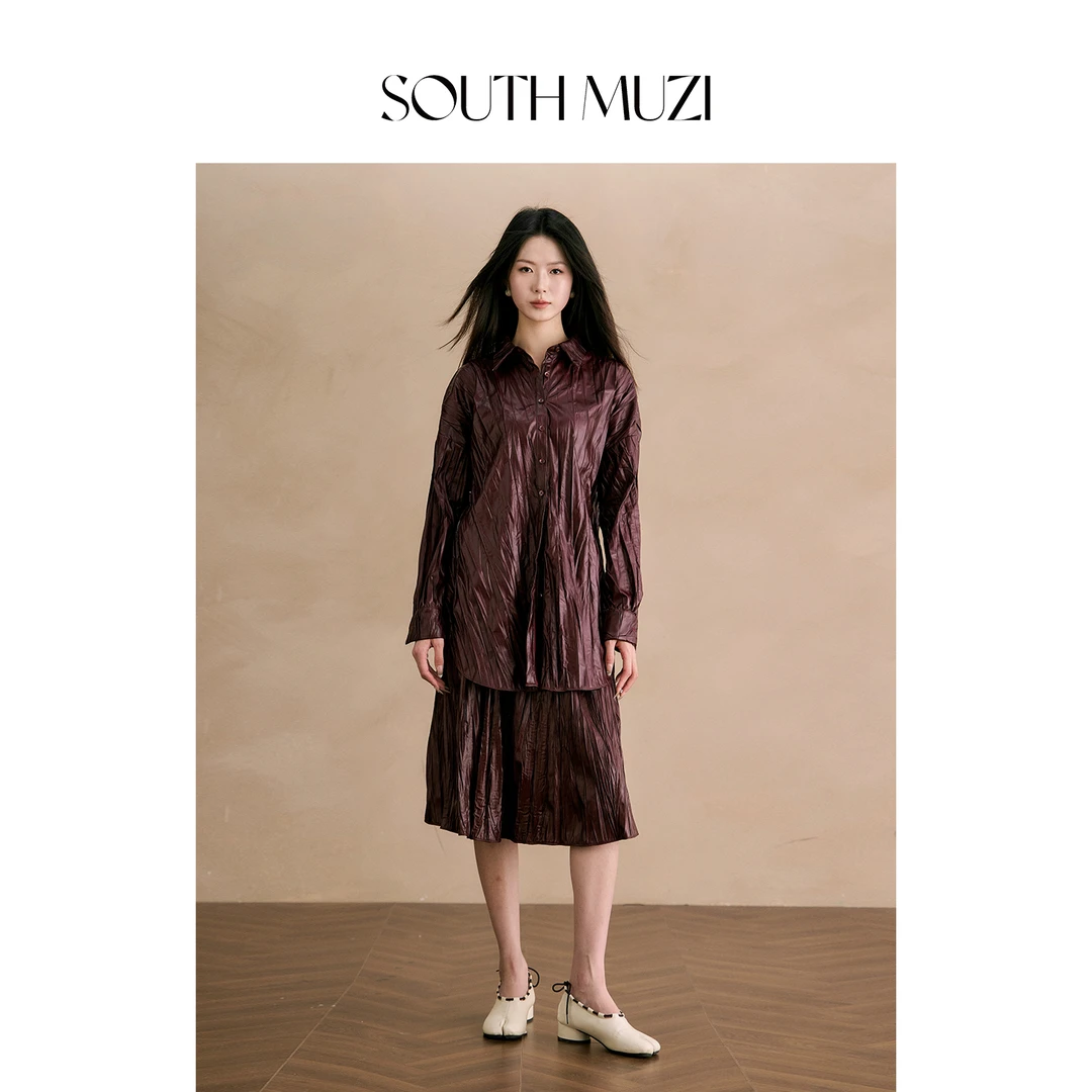 【复古腔调】复古气质衬衫半身裙套装秋冬新款时尚女装QDT10