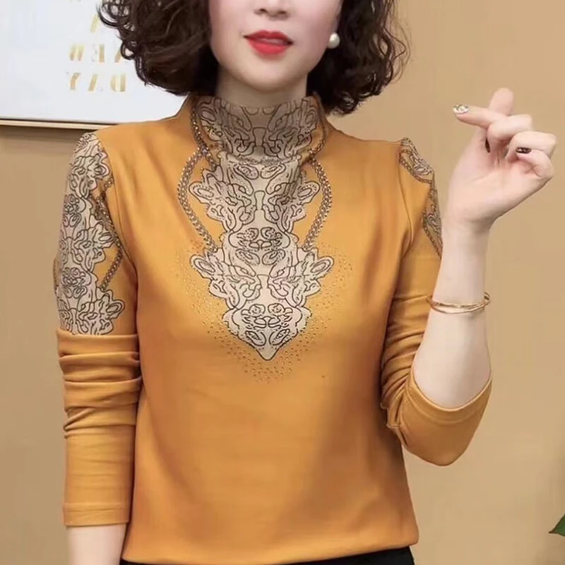 秋季新款复古时尚减龄百搭印花T恤R9519