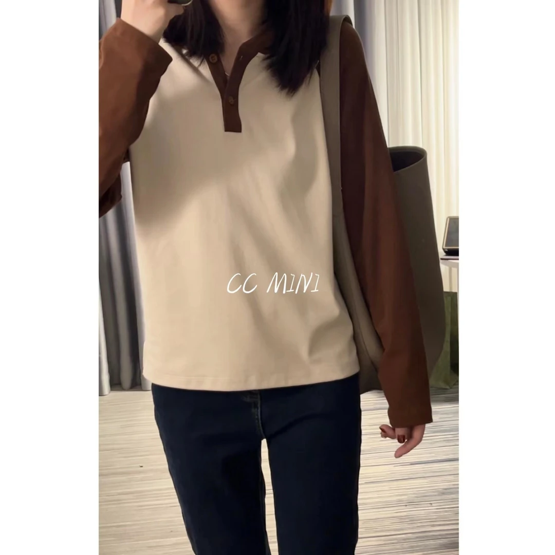 纯纯定制 拼接连帽长袖衫 休闲百搭显瘦上衣女