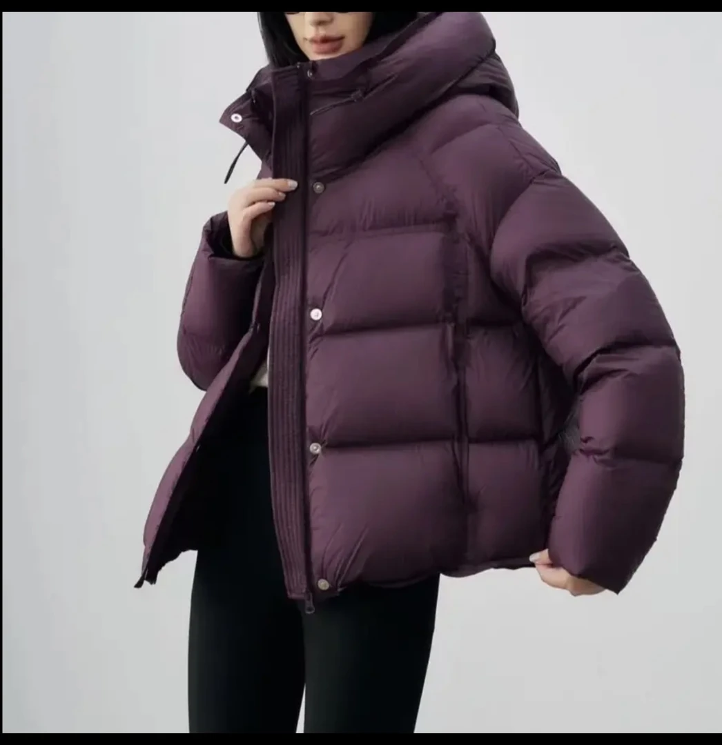 冬季新款 泡芙感软乎乎羽绒服女 柔软面料韩版防风连帽宽松