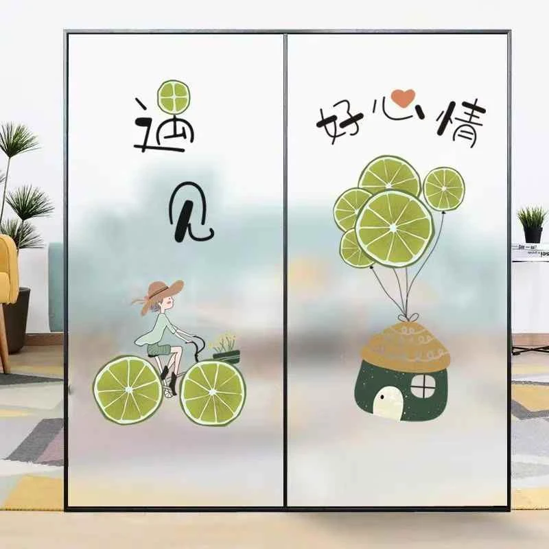 窗户贴纸透光不透明推拉门静电磨砂玻璃贴浴室玻璃防偷窥贴膜