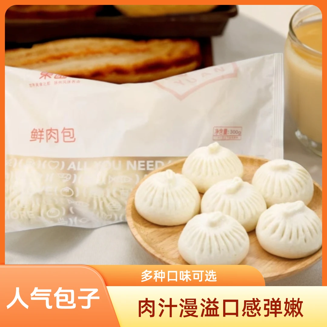 东园扬州肉包菜包组合4袋1.2kg懒人早餐食品速食冷冻半成品早餐