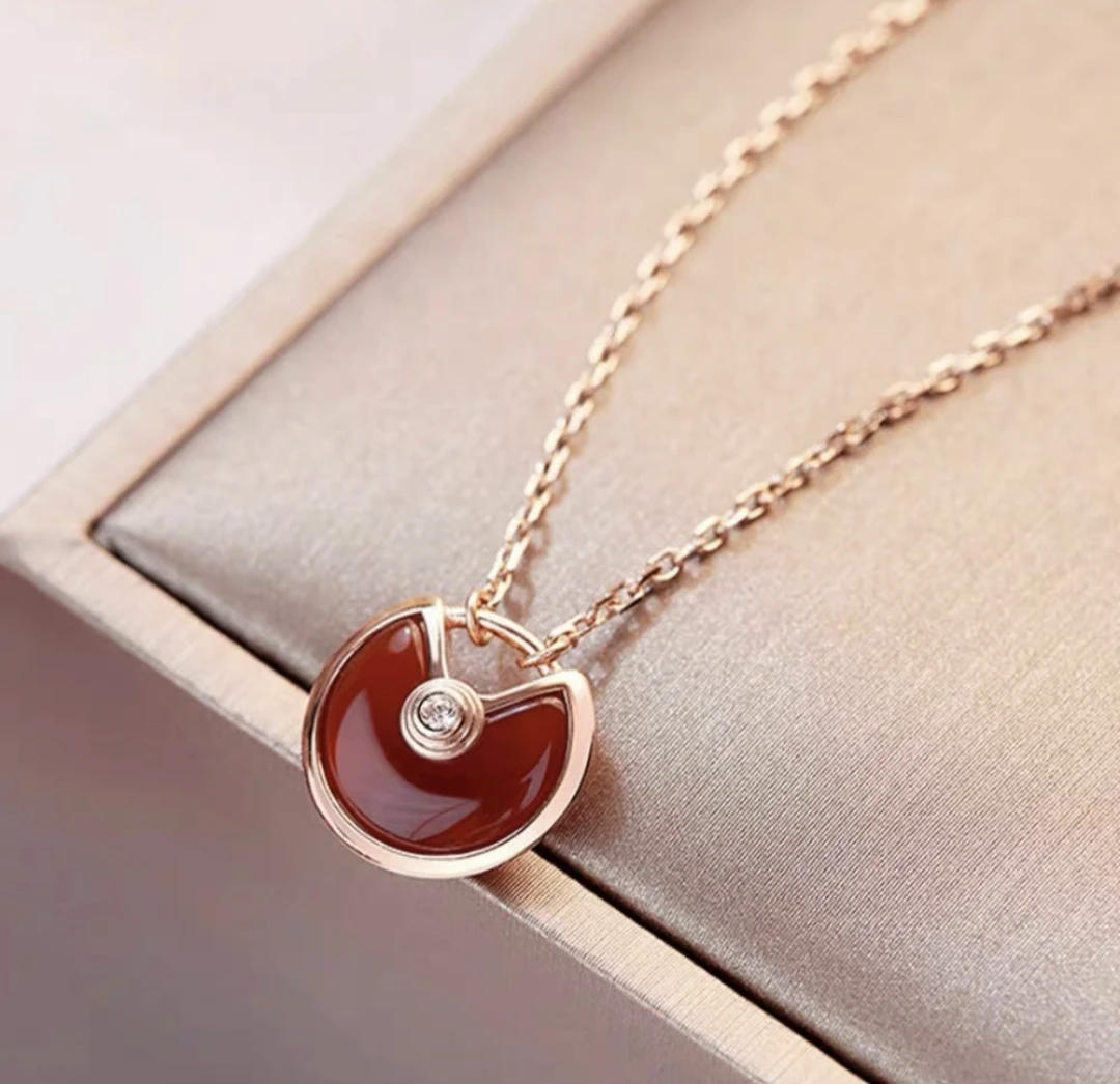 铜合金项链 高端定制红色珐琅平安符项链ZZ5079（长40+2+2）