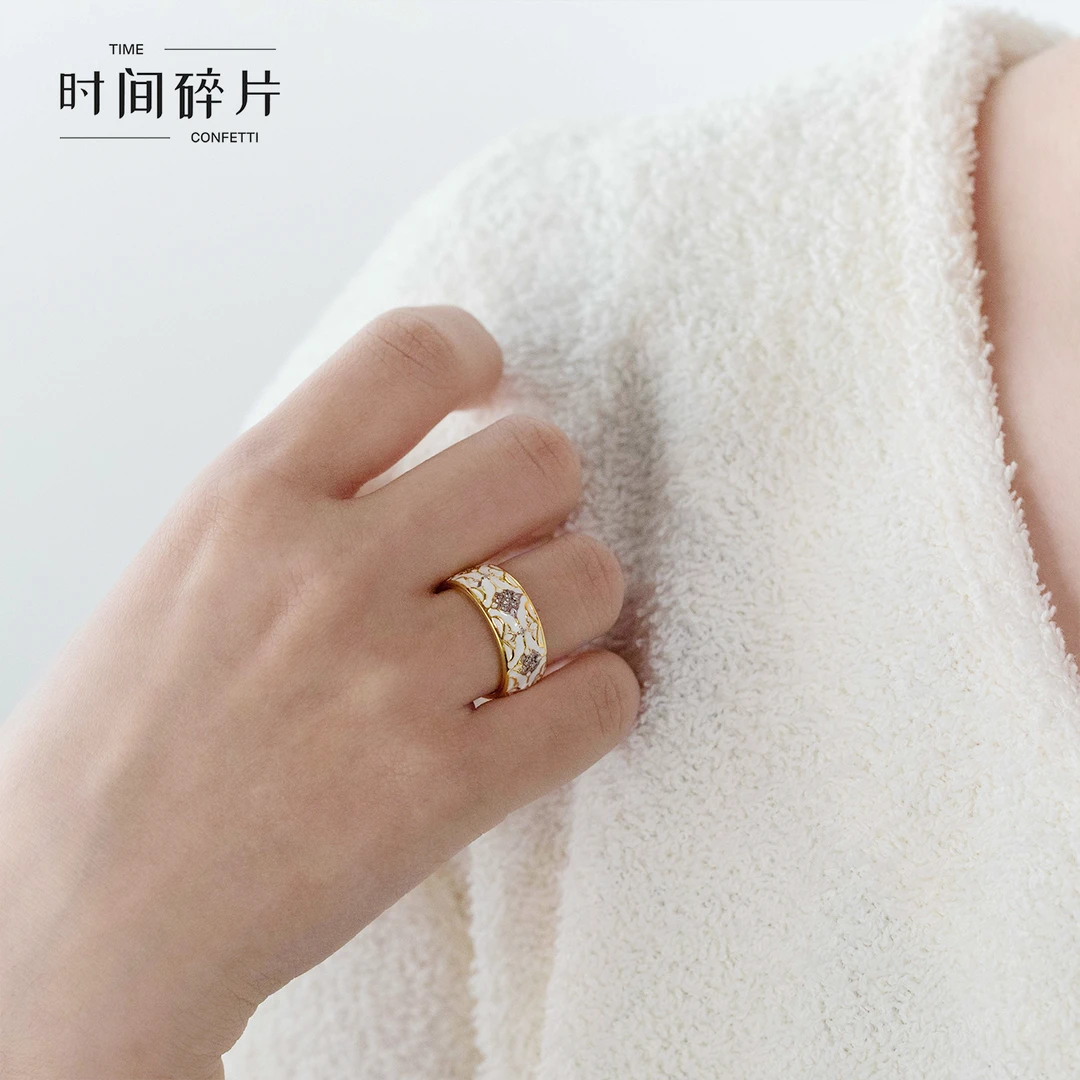 合金珐琅戒指 【孙二娘】镶嵌锆石欧风花纹雕刻珐琅戒指T C 3531