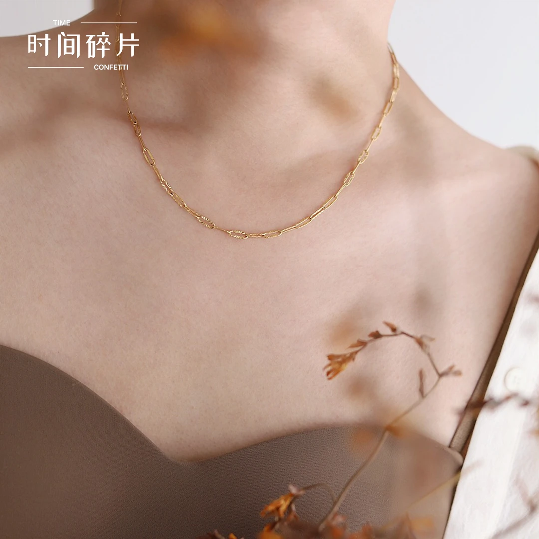 【孙二娘】小众法式轻奢叠戴批花素链项链T C 5332