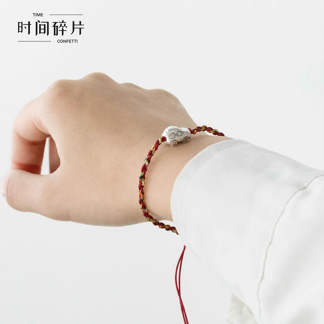 足银手链 【孙二娘】复古本命年时尚百搭小汽车红绳手链TC 7153
