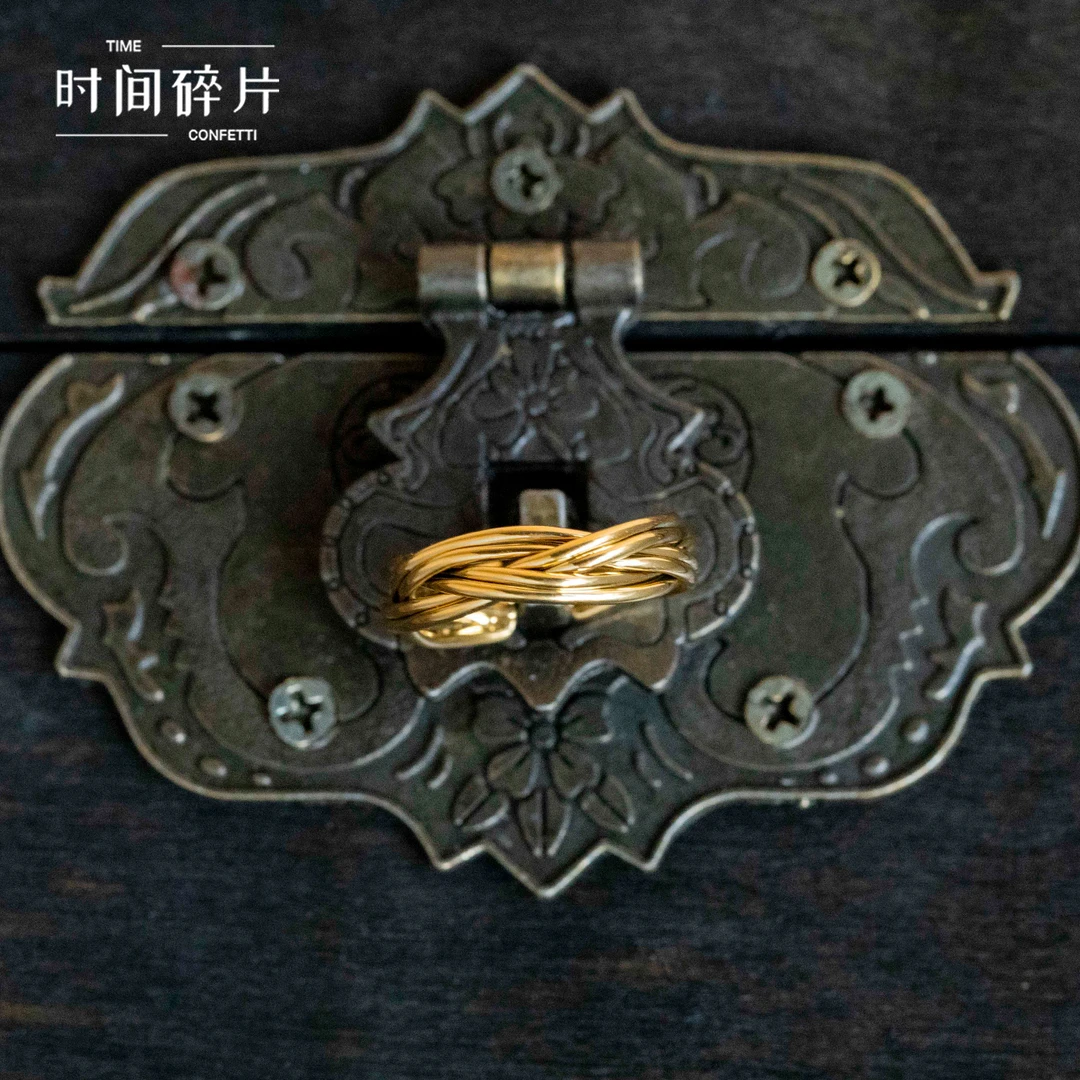 铜合金戒指 【孙二娘】复古简约线条缠绕戒指叠戴ins指环T C 5328