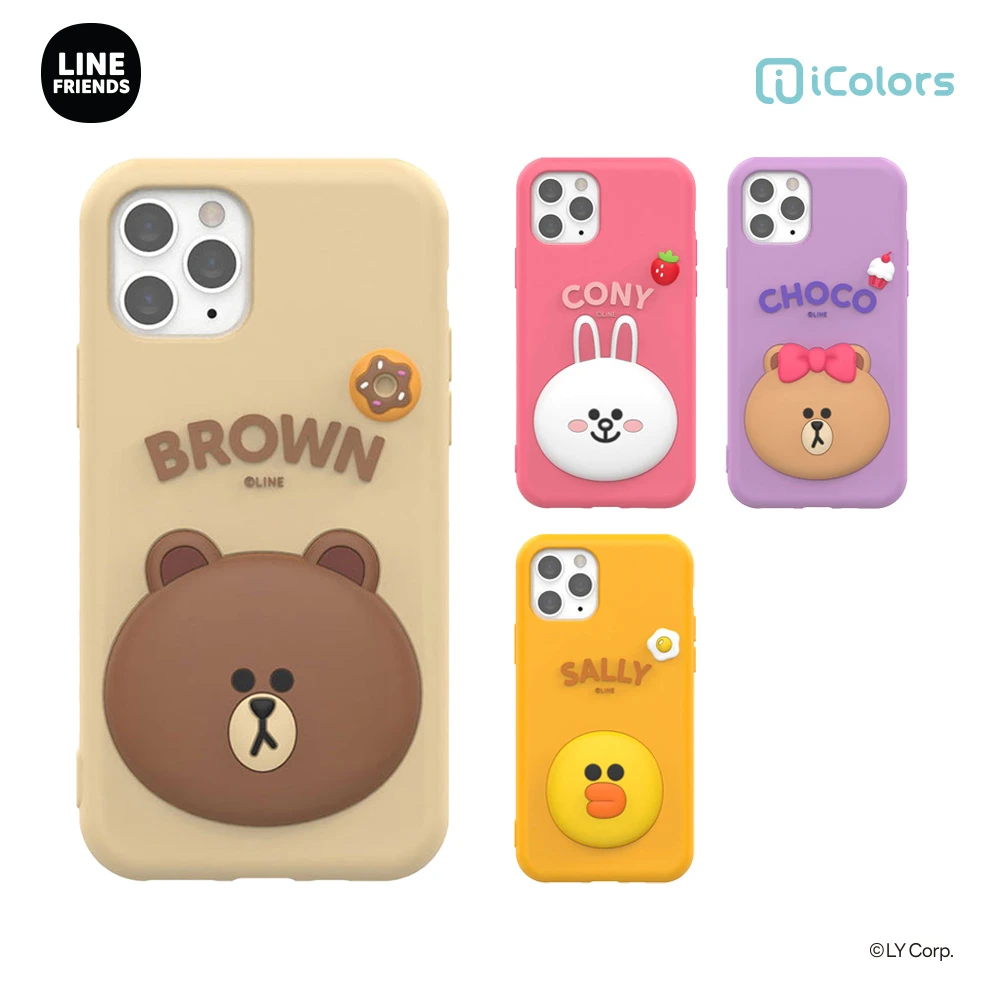 LINEFRIENDS韩国立体布朗熊硅胶手机壳 防撞防摔肤感壳可爱保护套