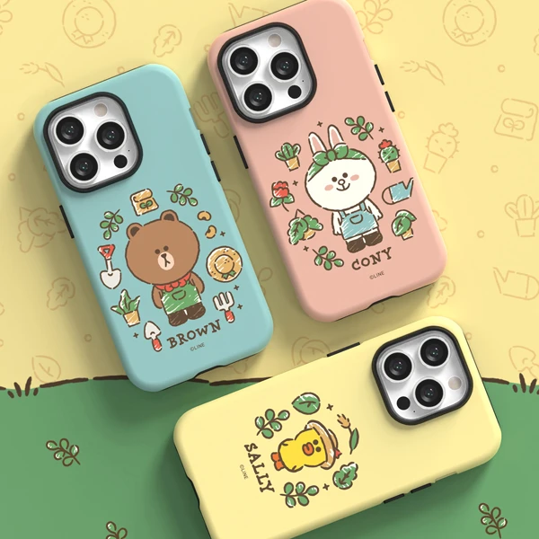 LINEFRIENDS布朗熊手机壳保护套双层热转印田园花朵系列手机壳
