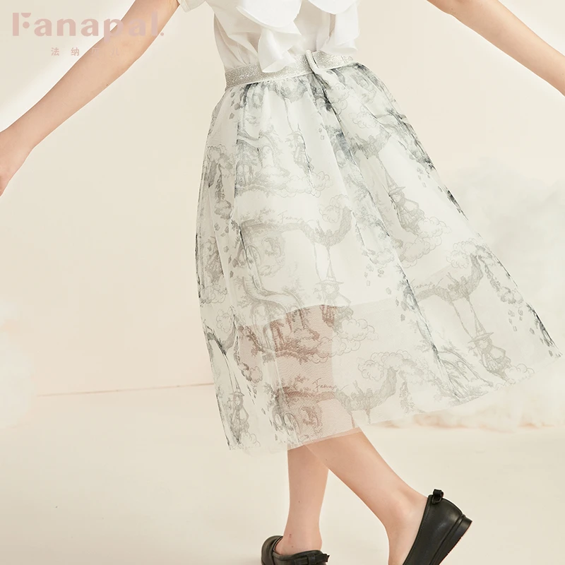 法纳贝儿女童半身裙2024新款夏季洋气网纱裙中长款裙子FK1217503