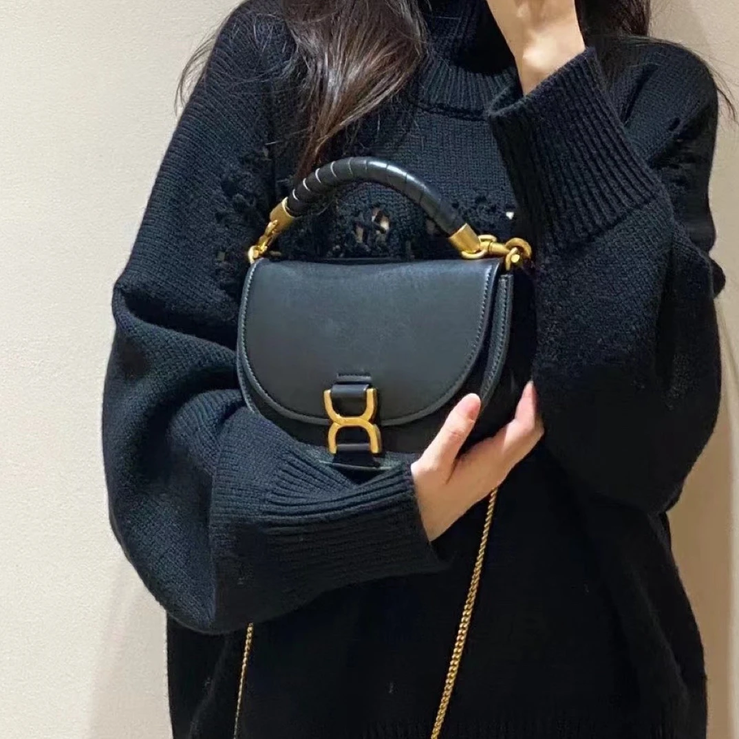 【月牙马鞍包】新款百搭高级感轻奢复古手拎斜挎链条月牙包