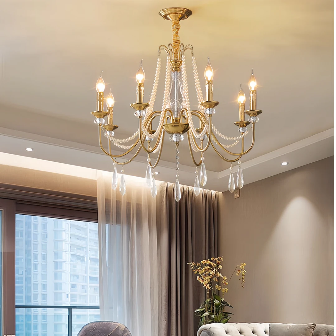 轻奢水晶吊灯复古法式蜡烛吊灯客厅灯简约大气吊灯客厅餐厅吊灯
