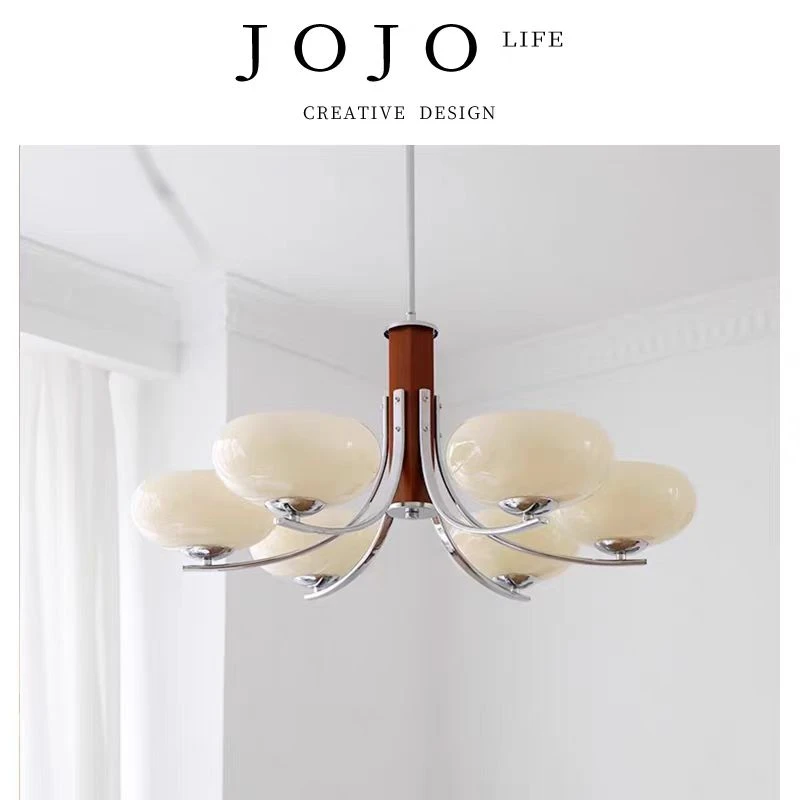 法式中古实木柿子卧室吊灯简约北欧设计师原木风中国风客厅书房灯