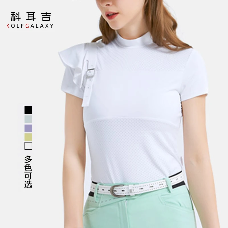 科耳吉高尔夫女士球衣服弹力高领短袖冰丝吸湿速干运动羽毛打底衣
