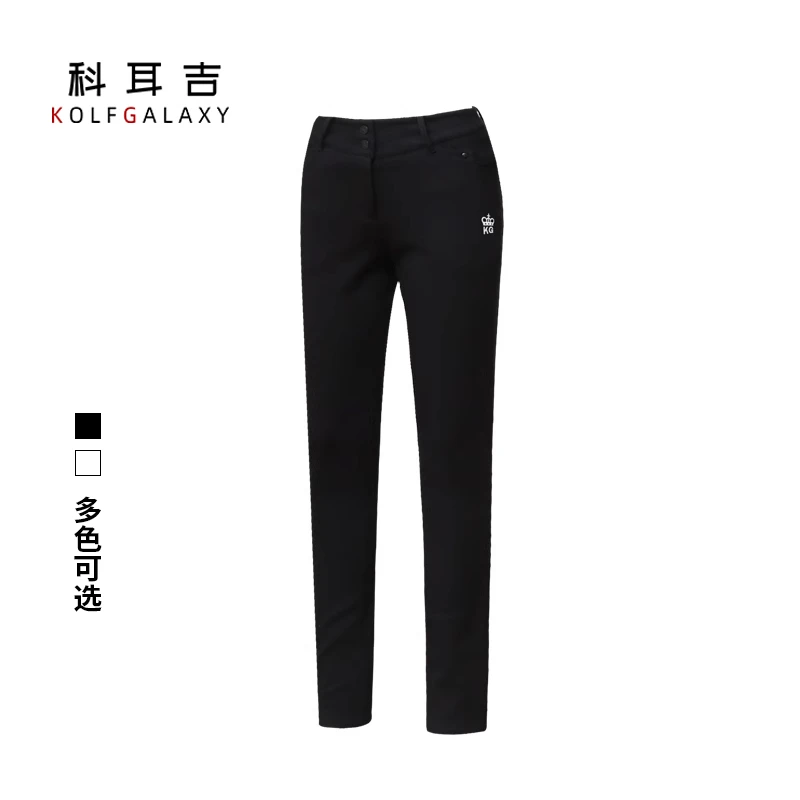 科尔吉  秋冬高弹加绒修身显瘦版高尔夫黑白女羽毛球网球运动长裤