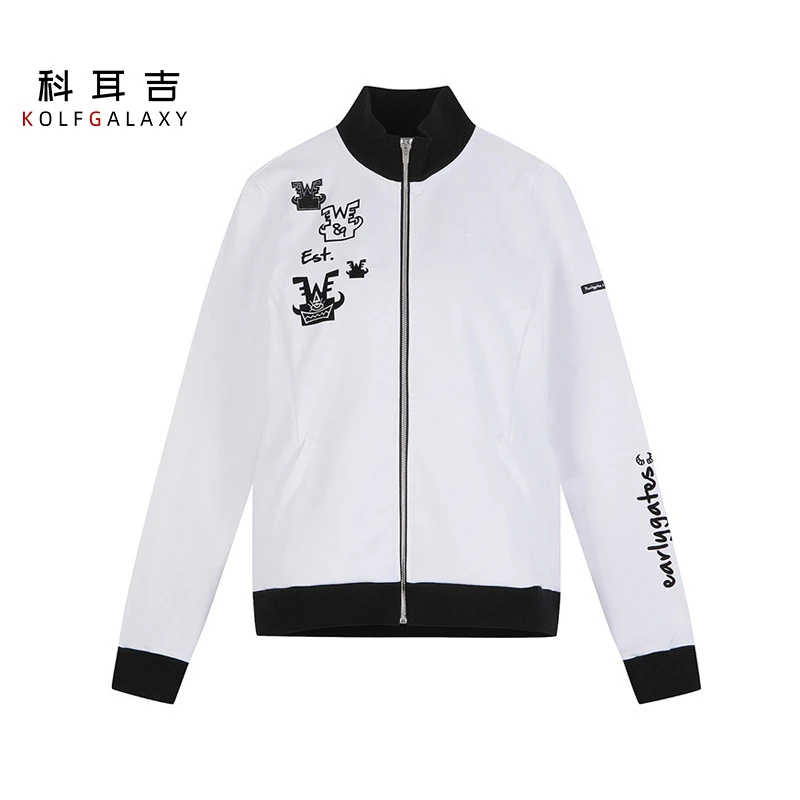 科耳吉新款高尔夫服装女休闲户外运动舒适显瘦高弹白色秋冬外套