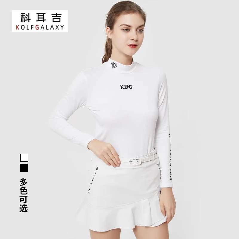 科尔吉  打底衫加绒女高尔夫自发热修身运动高弹保暖内衬高领