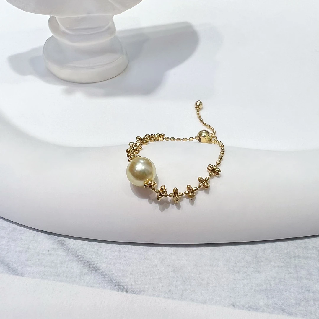 18k金海水akoya羽皇金爆闪珍珠戒指--【JD016】