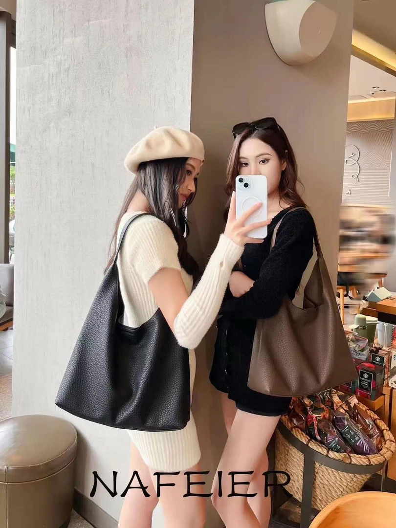 【CAICAI】真皮包包女2024新款小众设计感大容量托特包通勤单肩包包