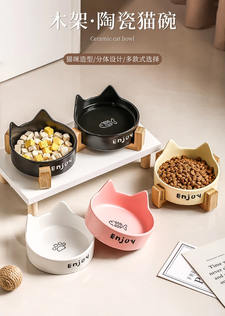 猫碗猫咪食盆盆狗狗喝水吃饭碗盆碗碗防打翻陶瓷猫碗小型款式