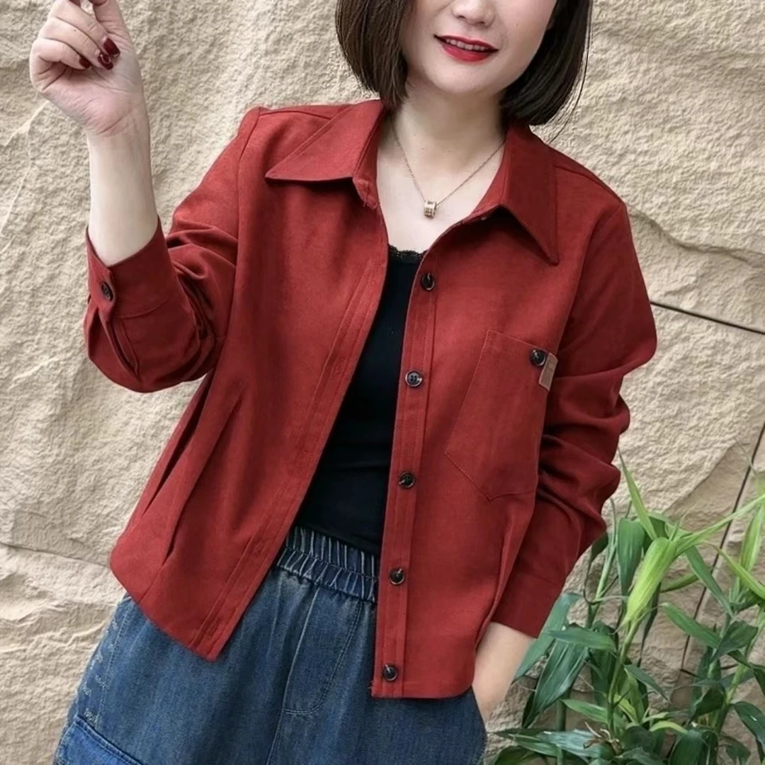 春季新款长袖洋气时尚休闲百搭纯色宽松显瘦上衣短款外套