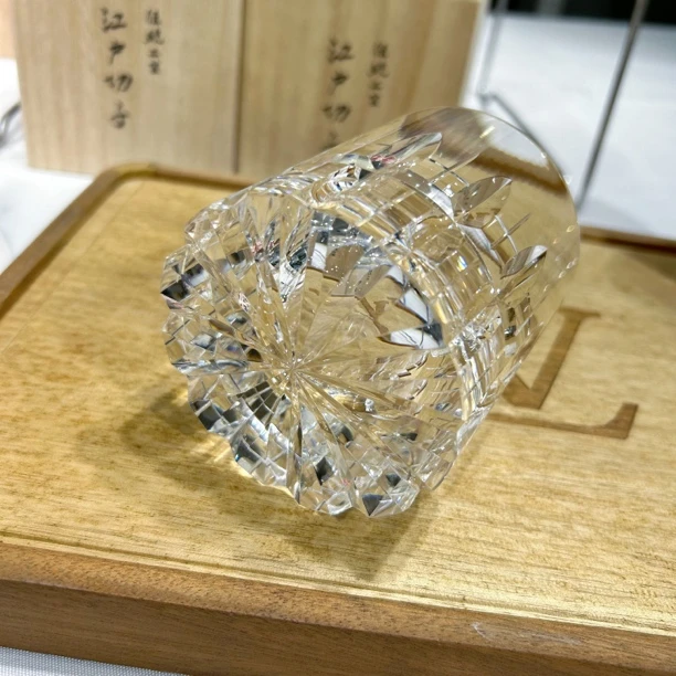 江户切子刻花手工k9水晶酒杯透明水晶杯