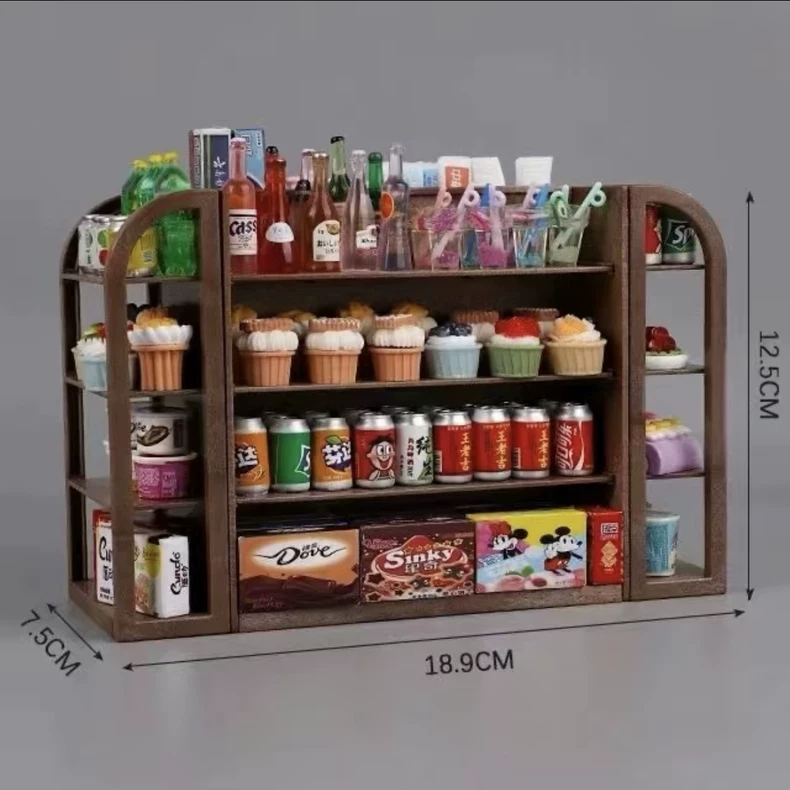 微缩食玩迷你超市便利店货架女孩过家家玩具摆件食物饮料零食模型