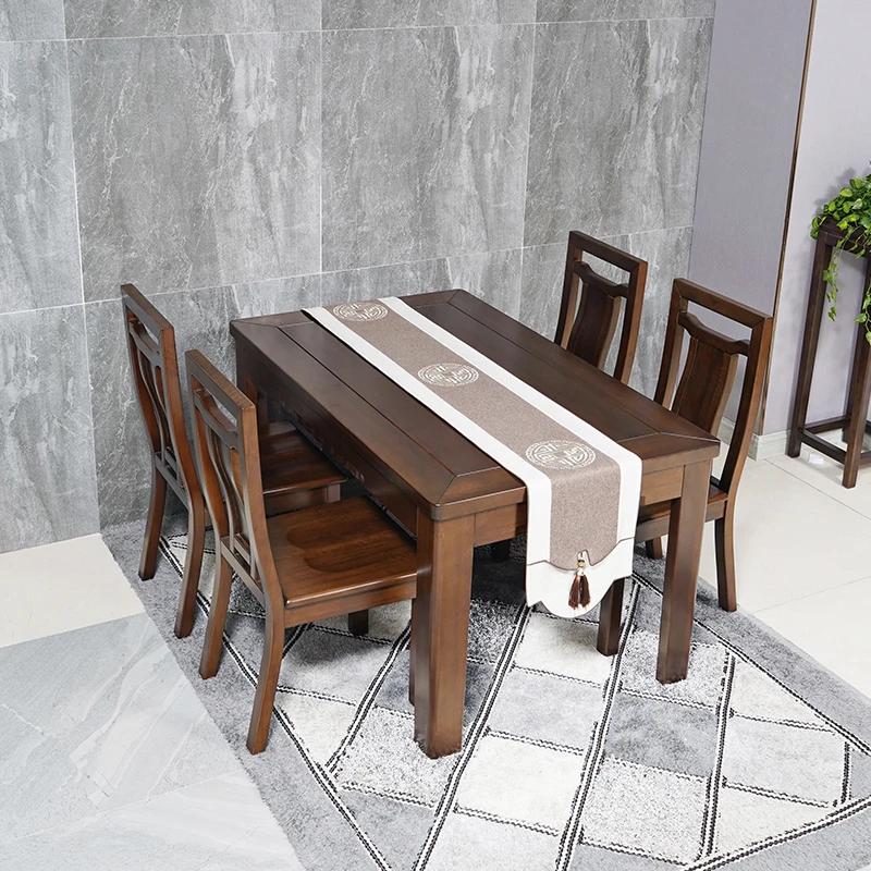 骏宇新中式家用简约餐桌椅轻奢餐椅餐厅长方形客厅两用吃饭桌