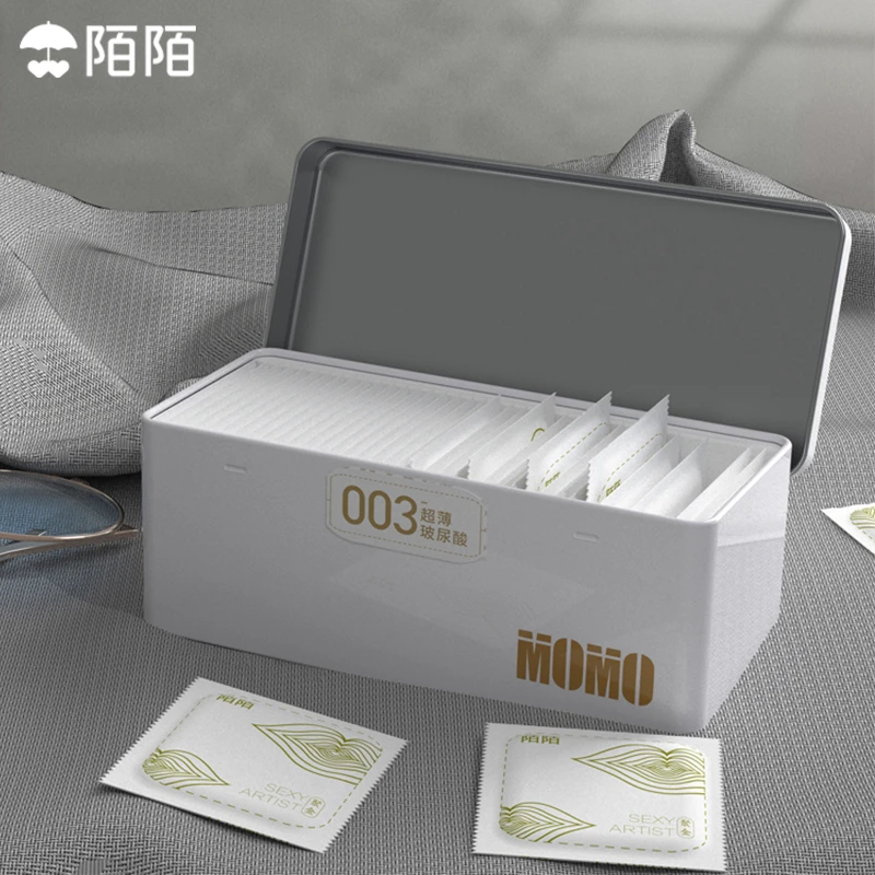 陌陌超薄0.03避孕套润滑安全裸感玻尿酸天然橡胶胶乳男用避孕套夫妻恩爱互动水润爽滑超薄水润女性成人女生物品果味透薄