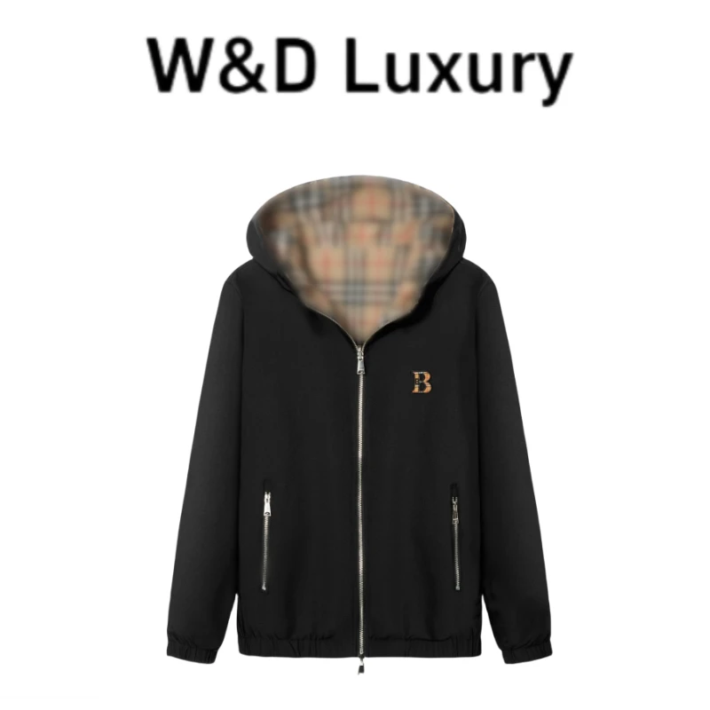 门店7980！W&D(英国订单)巴家高端订购连帽休闲外套秋冬款百搭格子