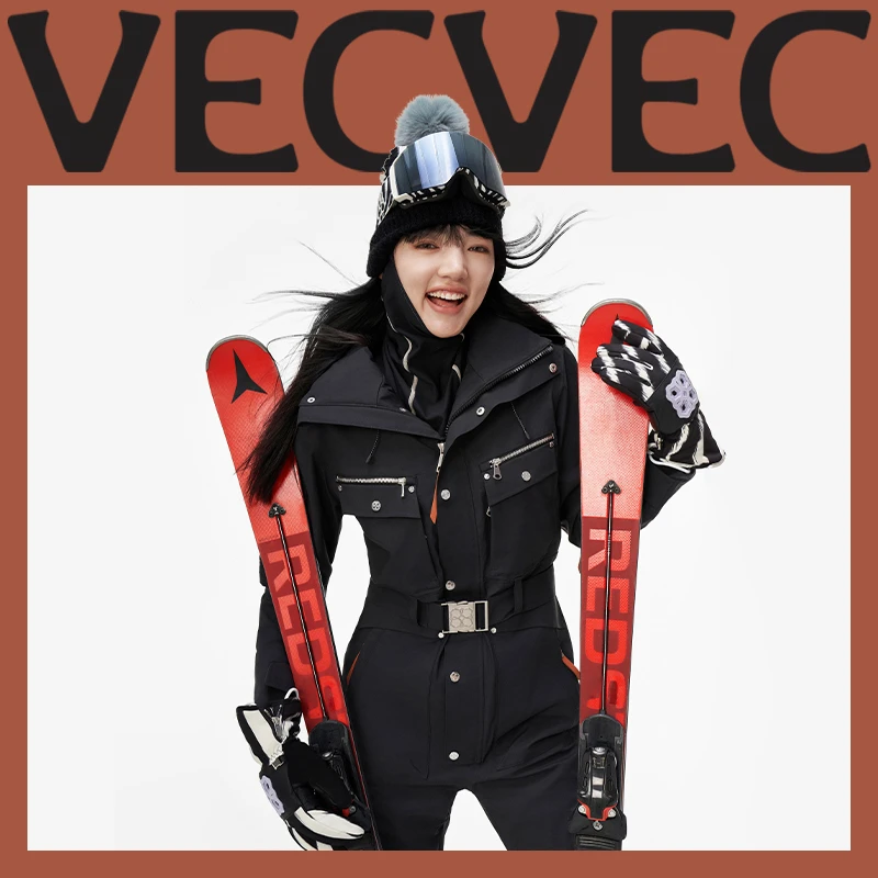 VECVEC连体滑雪服女3L单板双板透气加厚保暖透气防水滑雪衣裤套装