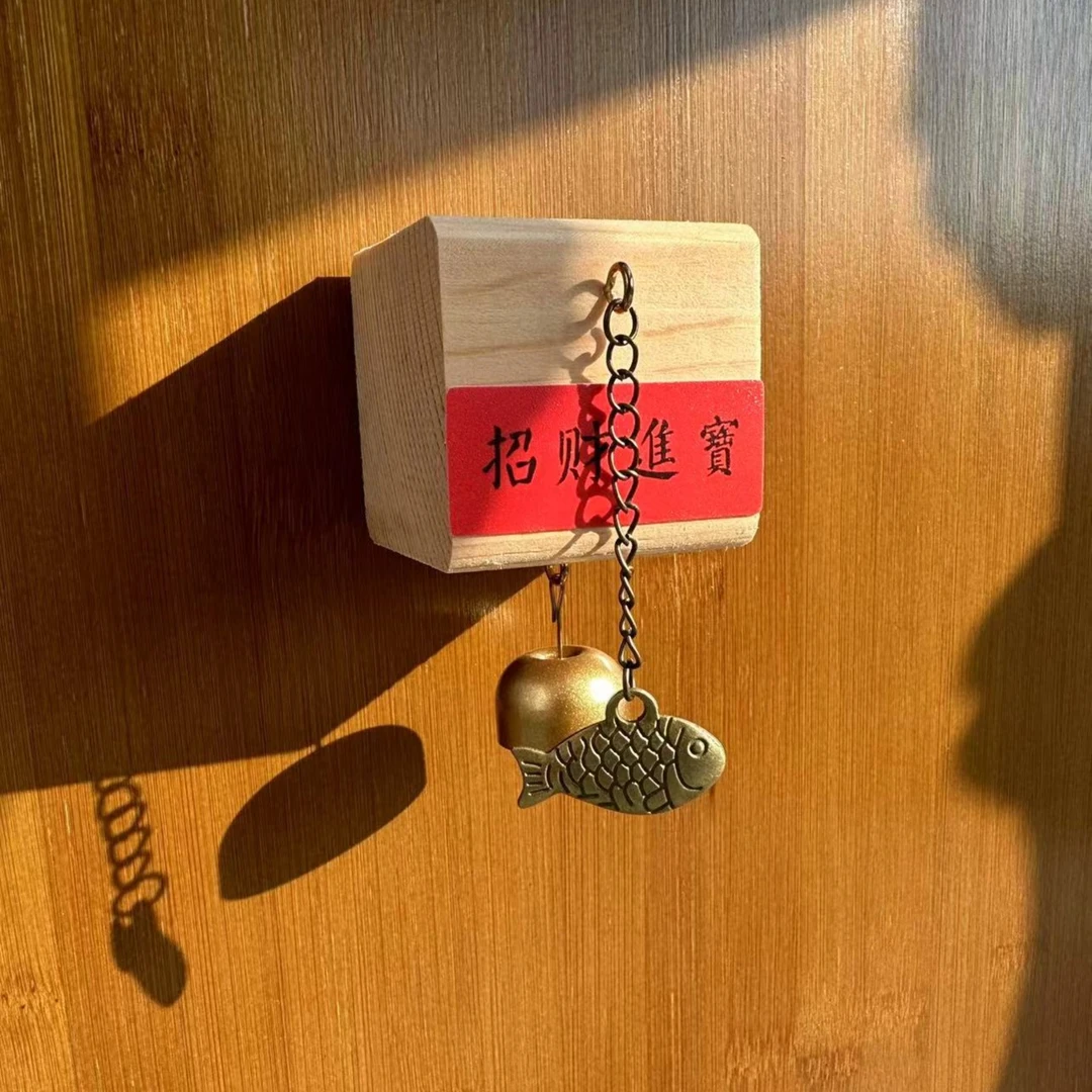 多巴胺风铃年年有鱼纯铜创意门铃金手工制品