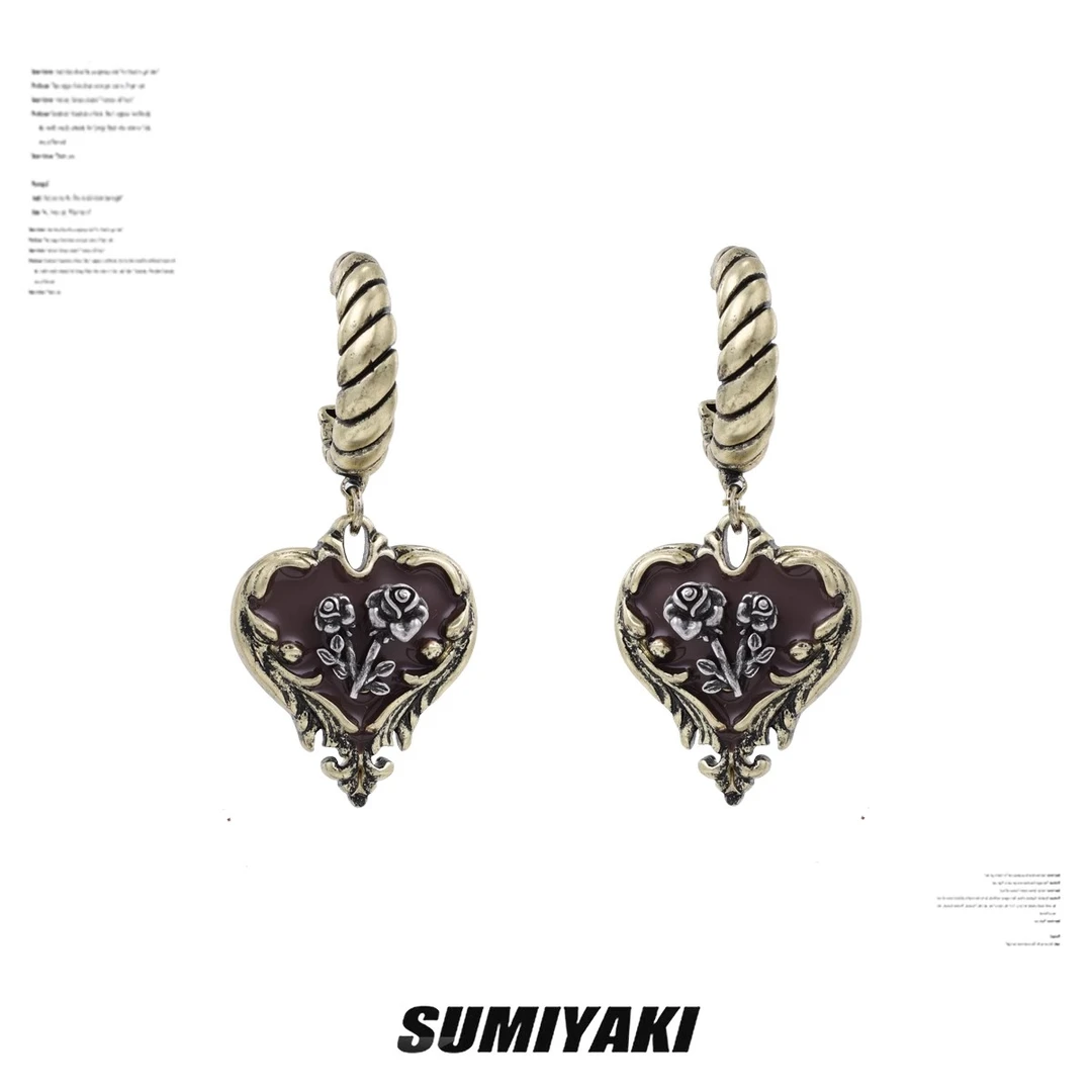 铜合金耳饰 SUMIYAKI  复古摩登千金女孩 焦糖玫瑰耳环